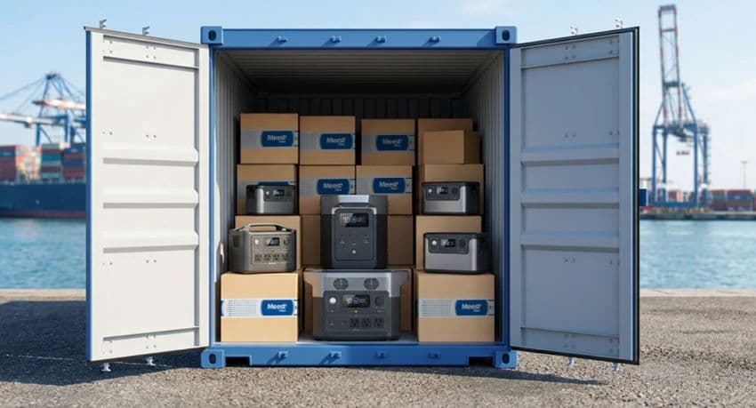 Инверторы и зарядные станции сложены в контейнере