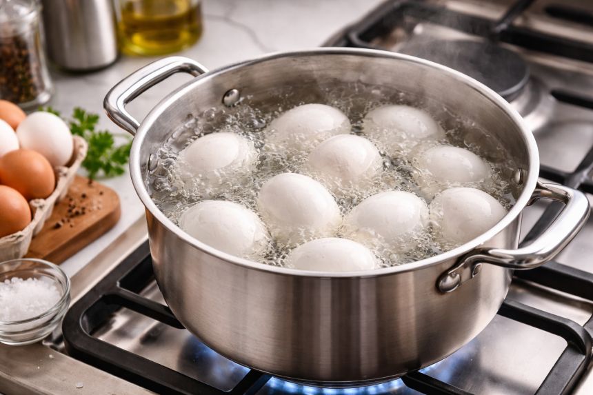 Яйця варяться у каструлі