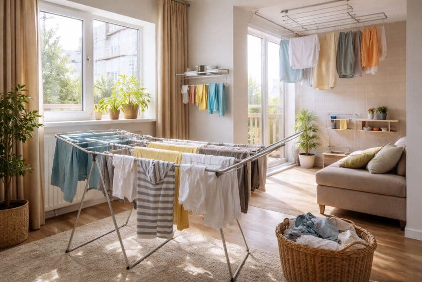 Білизна сохне на сушарках у квартирі Білизна сохне на сушарках у квартирі